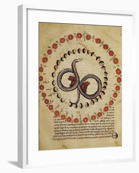 Study on the Phases of the Sun and Moon, Miniature from a Latin Manuscript-null-Framed Giclee Print