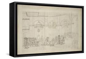 Study Perspective for the "Coronation of Napoleon I."-Jacques-Louis David-Framed Stretched Canvas