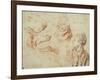 Study, Red Chalk Drawing, Pencil and Black Chalk-Jean Antoine Watteau-Framed Giclee Print