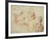 Study, Red Chalk Drawing, Pencil and Black Chalk-Jean Antoine Watteau-Framed Giclee Print