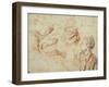 Study, Red Chalk Drawing, Pencil and Black Chalk-Jean Antoine Watteau-Framed Giclee Print