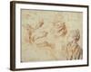 Study, Red Chalk Drawing, Pencil and Black Chalk-Jean Antoine Watteau-Framed Giclee Print