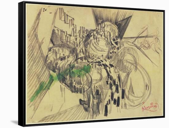 Study with Green-Frantisek Kupka-Framed Stretched Canvas