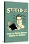 Studying Few Minutes Between Drinking And Sleeping Funny Retro Poster-Retrospoofs-Stretched Canvas