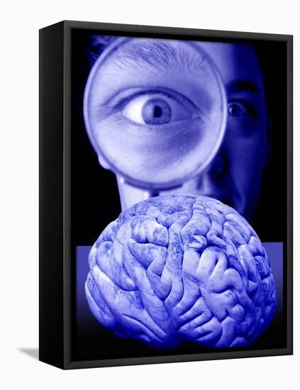 Studying the Brain, Conceptual Image-Victor De Schwanberg-Framed Stretched Canvas
