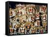 Stuffed Tiger Trophy Heads of Big Game Hunters Are Piled Up in Paul Zimmerman's Taxidermy Shop-Loomis Dean-Framed Stretched Canvas