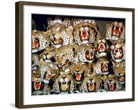 Stuffed Tiger Trophy Heads of Big Game Hunters Are Piled Up in Paul Zimmerman's Taxidermy Shop-Loomis Dean-Framed Photographic Print