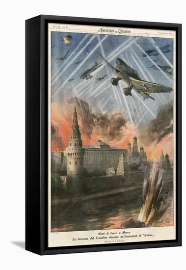 Stukas Bomb Moscow-Achille Beltrame-Framed Stretched Canvas