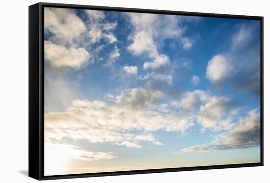 Stunning Autumn Blue Sky in Morning with White Clouds-Veneratio-Framed Stretched Canvas
