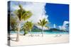 Stunning Beach and Beautiful View of Otemanu Mountain on Bora Bora Island-BlueOrange Studio-Stretched Canvas