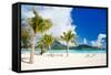 Stunning Beach and Beautiful View of Otemanu Mountain on Bora Bora Island-BlueOrange Studio-Framed Stretched Canvas