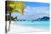 Stunning Beach and Beautiful View of Otemanu Mountain on Bora Bora Island-BlueOrange Studio-Stretched Canvas