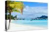 Stunning Beach and Beautiful View of Otemanu Mountain on Bora Bora Island-BlueOrange Studio-Stretched Canvas