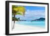 Stunning Beach and Beautiful View of Otemanu Mountain on Bora Bora Island-BlueOrange Studio-Framed Photographic Print