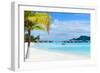 Stunning Beach and Beautiful View of Otemanu Mountain on Bora Bora Island-BlueOrange Studio-Framed Photographic Print