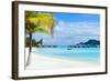 Stunning Beach and Beautiful View of Otemanu Mountain on Bora Bora Island-BlueOrange Studio-Framed Photographic Print