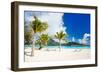 Stunning Beach and Beautiful View of Otemanu Mountain on Bora Bora Island-BlueOrange Studio-Framed Photographic Print