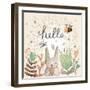 Stunning Card with Cute Rabbit, Butterfly and Bee in Summer Flowers. Awesome Background Made in Wat-smilewithjul-Framed Art Print