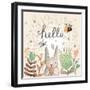 Stunning Card with Cute Rabbit, Butterfly and Bee in Summer Flowers. Awesome Background Made in Wat-smilewithjul-Framed Art Print