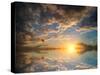 Stunning Colorful Winter Sunset Sky-Veneratio-Stretched Canvas