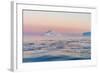 Stunning Iceberg Landscape with Midnight Sun Colors at Mouth ofIcefjord, Near Ilulissat, Greenland-Luis Leamus-Framed Photographic Print