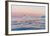 Stunning Iceberg Landscape with Midnight Sun Colors at Mouth ofIcefjord, Near Ilulissat, Greenland-Luis Leamus-Framed Photographic Print