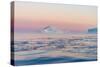 Stunning Iceberg Landscape with Midnight Sun Colors at Mouth ofIcefjord, Near Ilulissat, Greenland-Luis Leamus-Stretched Canvas