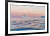 Stunning Iceberg Landscape with Midnight Sun Colors at Mouth ofIcefjord, Near Ilulissat, Greenland-Luis Leamus-Framed Photographic Print