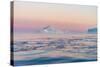 Stunning Iceberg Landscape with Midnight Sun Colors at Mouth ofIcefjord, Near Ilulissat, Greenland-Luis Leamus-Stretched Canvas