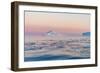 Stunning Iceberg Landscape with Midnight Sun Colors at Mouth ofIcefjord, Near Ilulissat, Greenland-Luis Leamus-Framed Photographic Print