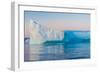 Stunning Iceberg Landscape with Midnight Sun Colors at Mouth ofIcefjord, Near Ilulissat, Greenland-Luis Leamus-Framed Photographic Print