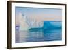 Stunning Iceberg Landscape with Midnight Sun Colors at Mouth ofIcefjord, Near Ilulissat, Greenland-Luis Leamus-Framed Photographic Print