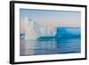 Stunning Iceberg Landscape with Midnight Sun Colors at Mouth ofIcefjord, Near Ilulissat, Greenland-Luis Leamus-Framed Photographic Print