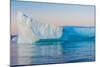 Stunning Iceberg Landscape with Midnight Sun Colors at Mouth ofIcefjord, Near Ilulissat, Greenland-Luis Leamus-Mounted Photographic Print