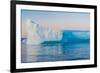 Stunning Iceberg Landscape with Midnight Sun Colors at Mouth ofIcefjord, Near Ilulissat, Greenland-Luis Leamus-Framed Photographic Print