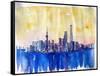 Stunning Shanghai Skyline in Watercolor-Markus Bleichner-Framed Stretched Canvas