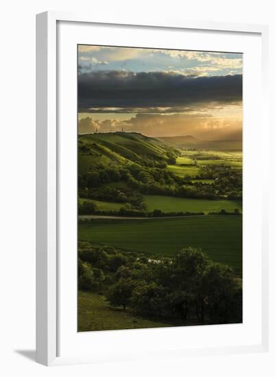 Stunning Summer Sunset over Countryside Escarpment Landscape-Veneratio-Framed Photographic Print