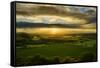 Stunning Sunset over Countryside Landscape-Veneratio-Framed Stretched Canvas