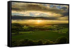 Stunning Sunset over Countryside Landscape-Veneratio-Framed Stretched Canvas