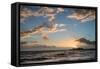 Stunning Vibrant Winter Sunset over Long Exposure Receding Waves-Veneratio-Framed Stretched Canvas