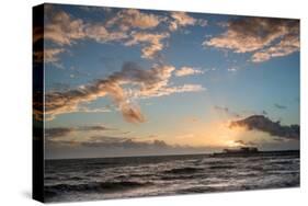Stunning Vibrant Winter Sunset over Long Exposure Receding Waves-Veneratio-Stretched Canvas