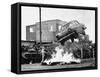 Stunt Car over Flames-null-Framed Stretched Canvas