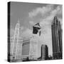 Stunt Man Jack Wylie Kite-Flighting over the Chicago River-Al Fenn-Stretched Canvas