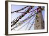 Stupa and Prayer Flags in the Whochen Thokjay Choyaling Monastery, Swayambhu, Nepal, Asia-Simon Montgomery-Framed Photographic Print