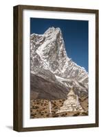 Stupa and prayer flags outside Dingbochhe, Nepal.-Lee Klopfer-Framed Photographic Print