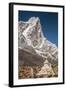 Stupa and prayer flags outside Dingbochhe, Nepal.-Lee Klopfer-Framed Photographic Print