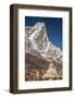 Stupa and prayer flags outside Dingbochhe, Nepal.-Lee Klopfer-Framed Photographic Print