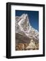 Stupa and prayer flags outside Dingbochhe, Nepal.-Lee Klopfer-Framed Photographic Print