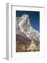 Stupa and prayer flags outside Dingbochhe, Nepal.-Lee Klopfer-Framed Photographic Print