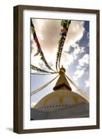 Stupa (Buddhist Temple) with colorful prayer flags in Kathmandu, Nepal-David Chang-Framed Photographic Print